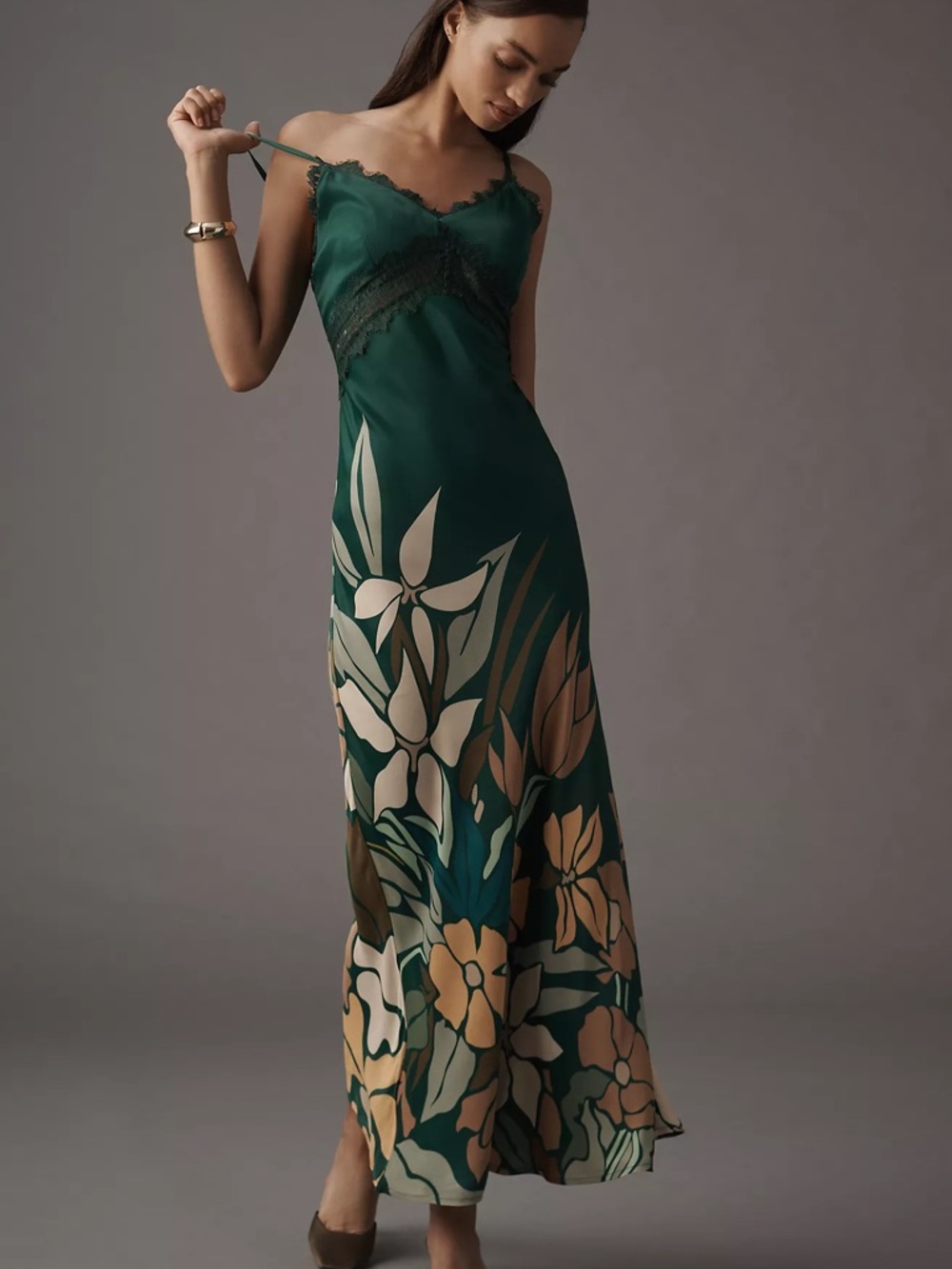 ❤️ NWT! Anthropologie x Bl^nk Eustella Bare Green Maxi Satin Slip Dress XL - Picture 15 of 15